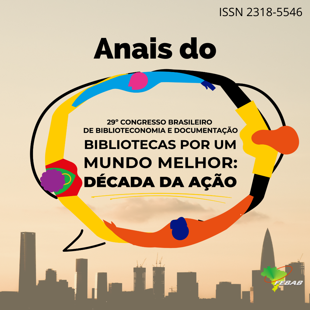 					Visualizar v. 1 n. 1 (2022): Anais do 29º Congresso Brasileiro de Biblioteconomia e Documentação
				